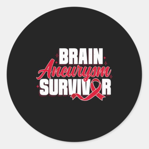 Brain Aneurysm Survivor Recovery Red Ribbon Awaren Classic Round Sticker