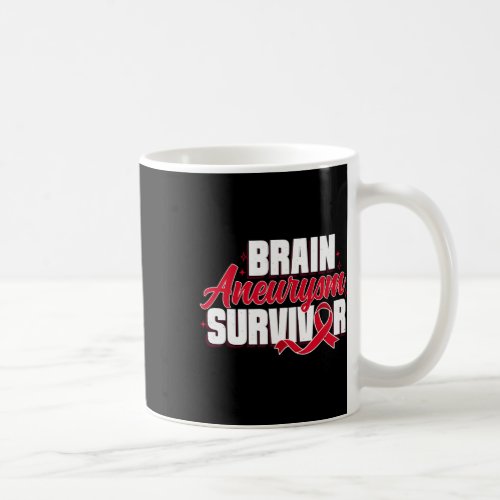 Brain Aneurysm Survivor Recovery Red Ribbon Awaren Coffee Mug