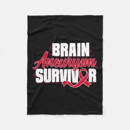 Brain Aneurysm Survivor Recovery Red Ribbon Awaren Fleece Blanket