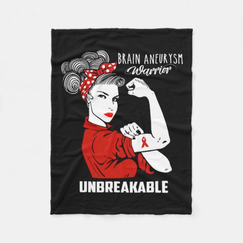 Brain Aneurysm Warrior Unbreakable Awareness Gift  Fleece Blanket