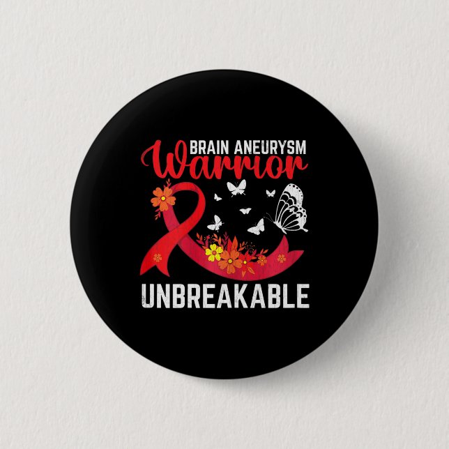 Brain Aneurysm Warrior Unbreakable Surgery Awarene Button (Front)