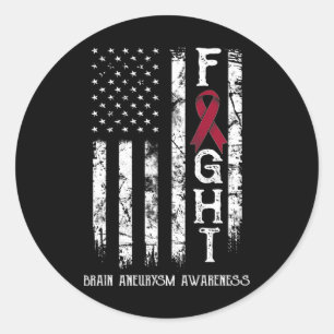 Brain Aneurysm Warrior Us Flag Classic Round Sticker