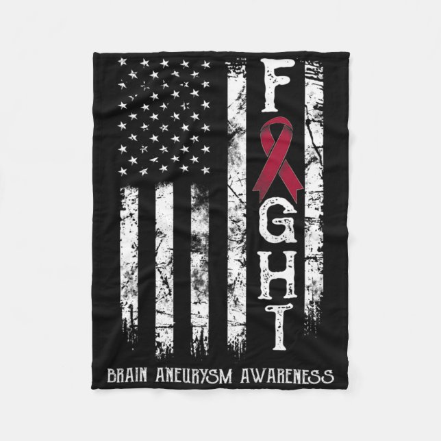 Brain Aneurysm Warrior Us Flag  Fleece Blanket (Front)