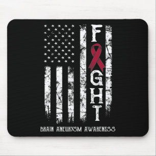 Brain Aneurysm Warrior US Flag Mouse Pad