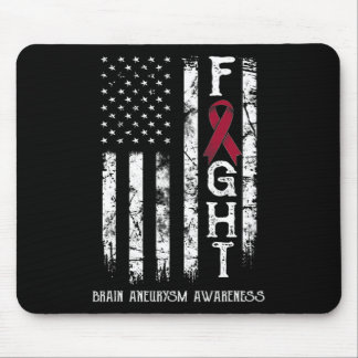 Brain Aneurysm Warrior US Flag Mouse Pad