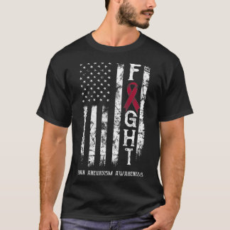 Brain Aneurysm Warrior Us Flag  T-Shirt