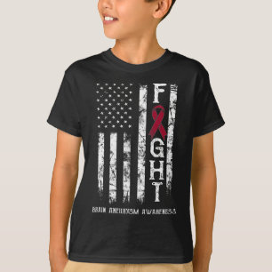 Brain Aneurysm Warrior US Flag  T-Shirt