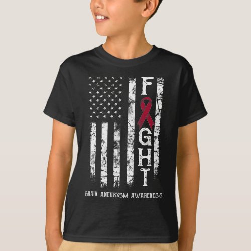 Brain Aneurysm Warrior US Flag  T_Shirt