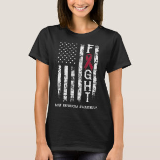 Brain Aneurysm Warrior Us Flag  T-Shirt