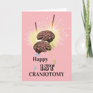 Brain balloons sparklers craniotomy celebration card