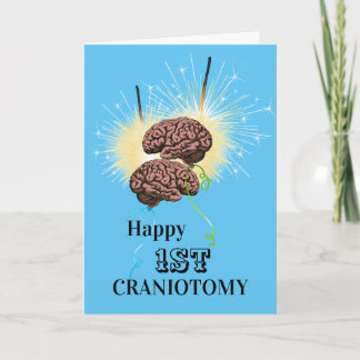 Brain balloons sparklers craniotomy celebration card