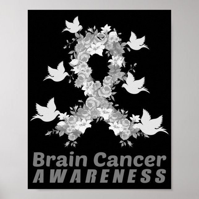 Brain Cancer Awareness  Brain Tumor Gray Ribbon Poster (Front)