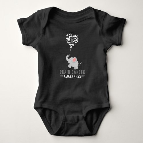 Brain Cancer Awareness Elephant  Brain Tumor Gray Baby Bodysuit