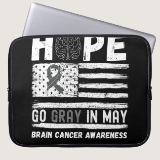 Brain cancer awareness, go gray in may, wear gray laptop sleeve