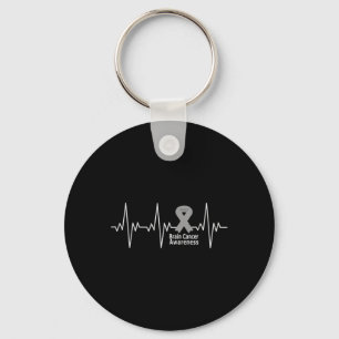Brain Cancer Awareness Heartbeat World Brain Tumor Keychain