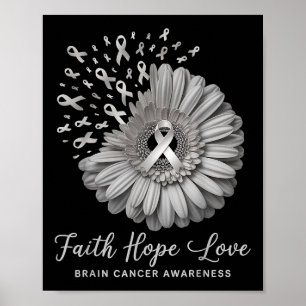 Brain Cancer Awareness Month Faith Hope Love  Poster