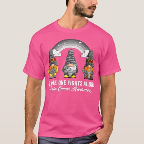 Brain cancer Awareness Month Gnomes Gray Ribbon Pr T_Shirt
