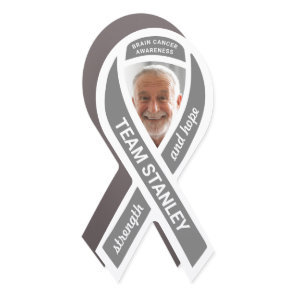 Brain Cancer Awareness Photo Gray Support Ribbon Car Magnet