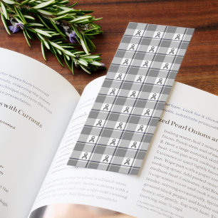 Brain Cancer Awareness Plaid Gray Ribbon Bookmarks