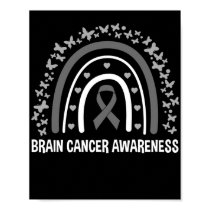 Brain Cancer Awareness Rainbow  Brain Tumor Gray Poster