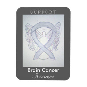 Brain Cancer Awareness Ribbon Angel Custom Magnets