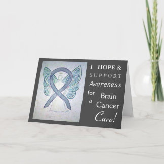 Brain Cancer Awareness Ribbon Angel Greeting Card