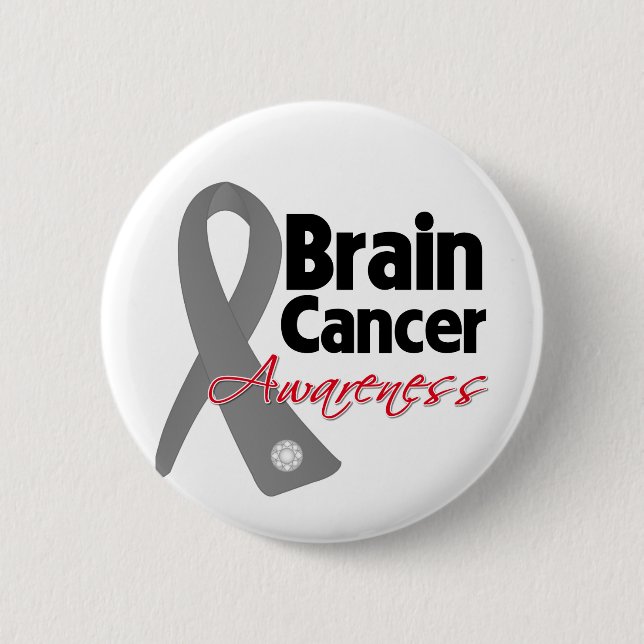 Brain Cancer Awareness Ribbon Pinback Button (Front)