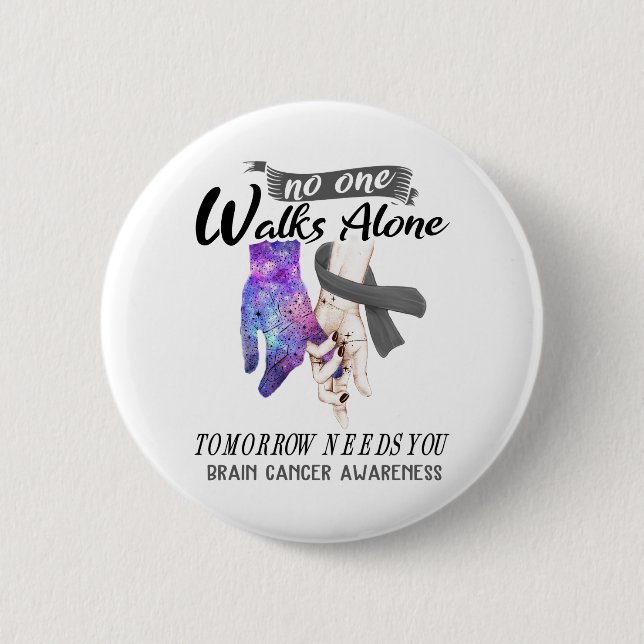 Brain Cancer Awareness Ribbon Support Gifts Button (Front)