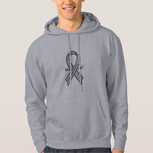 Brain Cancer Awareness Ribbon with Wings Hoodie