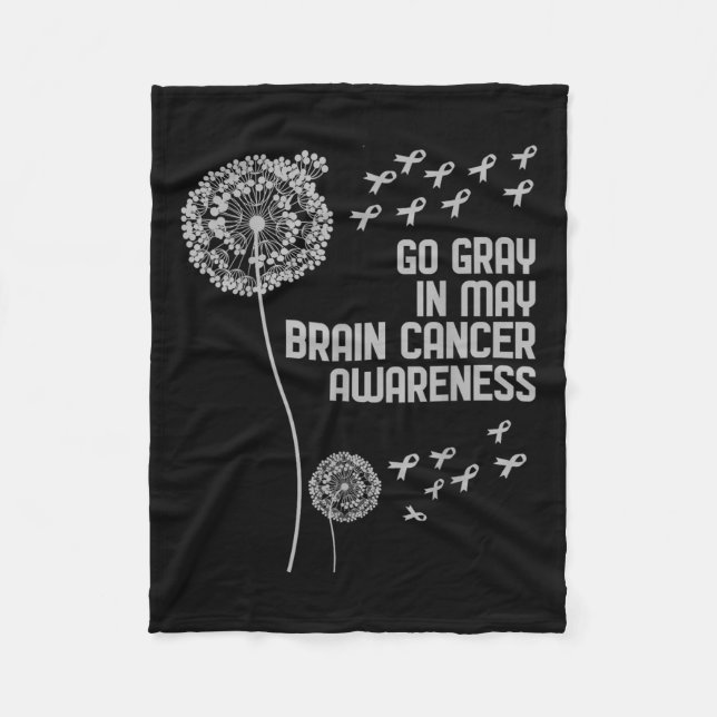 Brain Cancer Awareness Shirt Wear Gray Fight Brain Fleece Blanket (Front)