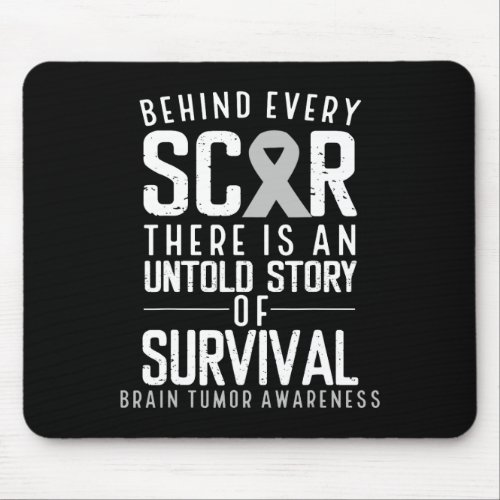 Brain Cancer Awareness Survivor Grey Ribbon Brain  Mouse Pad