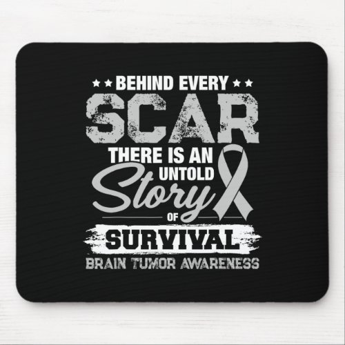 Brain Cancer Awareness Survivor Grey Ribbon Brain  Mouse Pad