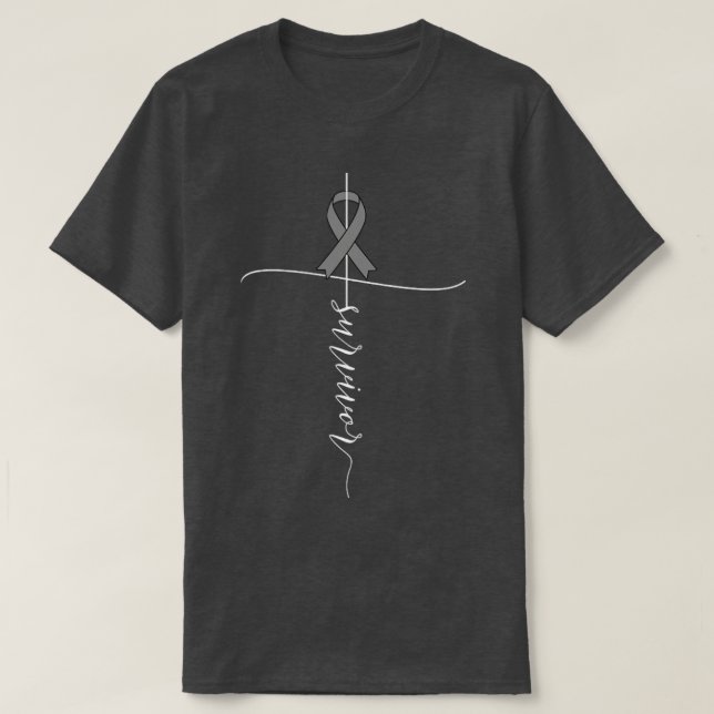 Brain Cancer Awareness Survivor Grey Ribbon Gift3 T-Shirt (Design Front)