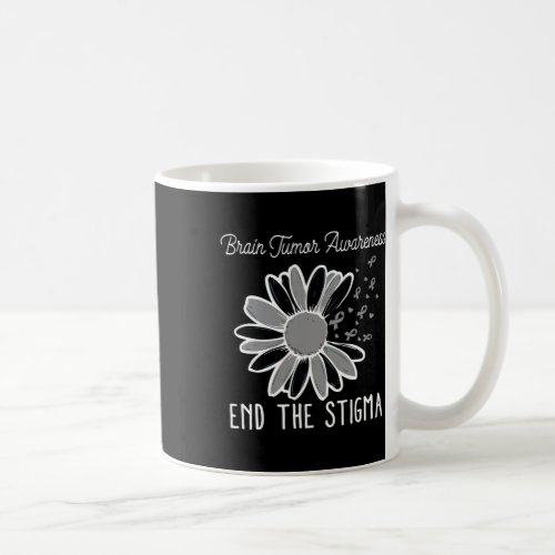 Brain Cancer Awareness Survivor Grey Sunflower Bra Coffee Mug