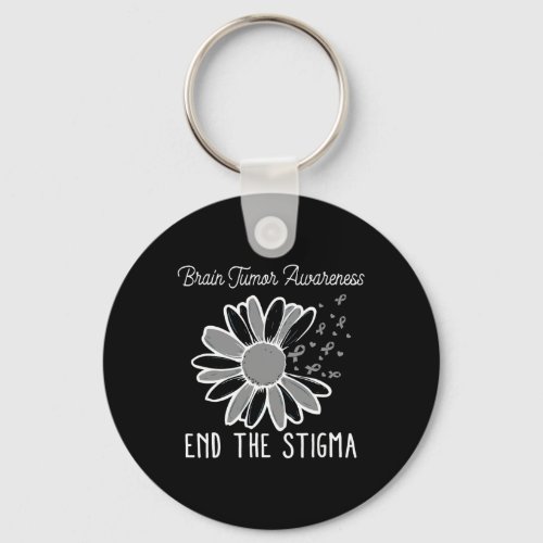 Brain Cancer Awareness Survivor Grey Sunflower Bra Keychain