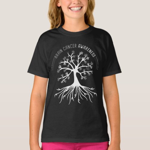 Brain Cancer Awareness Tree  Brain Tumor Gray T_Shirt