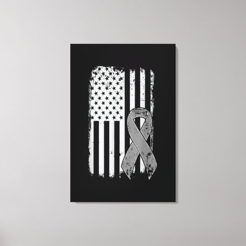 Brain Cancer Awareness _ Vintage American Flag Sup Canvas Print