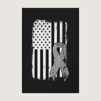 Brain Cancer Awareness - Vintage American Flag Sup Canvas Print