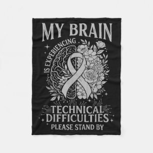 Brain cancer awareness warrior gray strong warrior fleece blanket