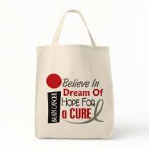 Brain Cancer BELIEVE DREAM HOPE Tote Bag