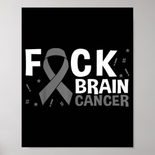Brain Cancer Brain Tumor Gray Ribbon Poster
