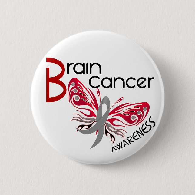 Brain Cancer BUTTERFLY 3 Pinback Button (Front)