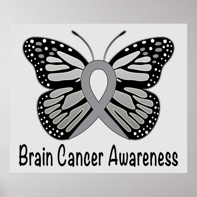 Brain Cancer Butterfly Awareness Ribbon Poster (Front)