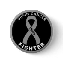 Brain Cancer Fighter Ribbon Black Button