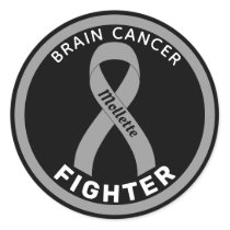 Brain Cancer Fighter Ribbon Black Round Sticker