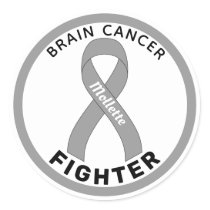 Brain Cancer Fighter Ribbon White Round Sticker