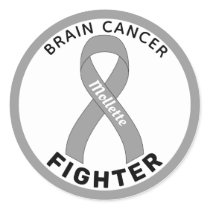Brain Cancer Fighter Ribbon White Round Sticker