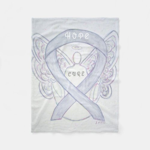 Brain Cancer Gray Awareness Ribbon Angel Blankets