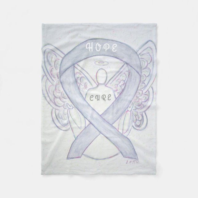 Brain Cancer Gray Awareness Ribbon Angel Blankets (Front)
