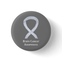 Brain Cancer Gray Awareness Ribbon Button Pins